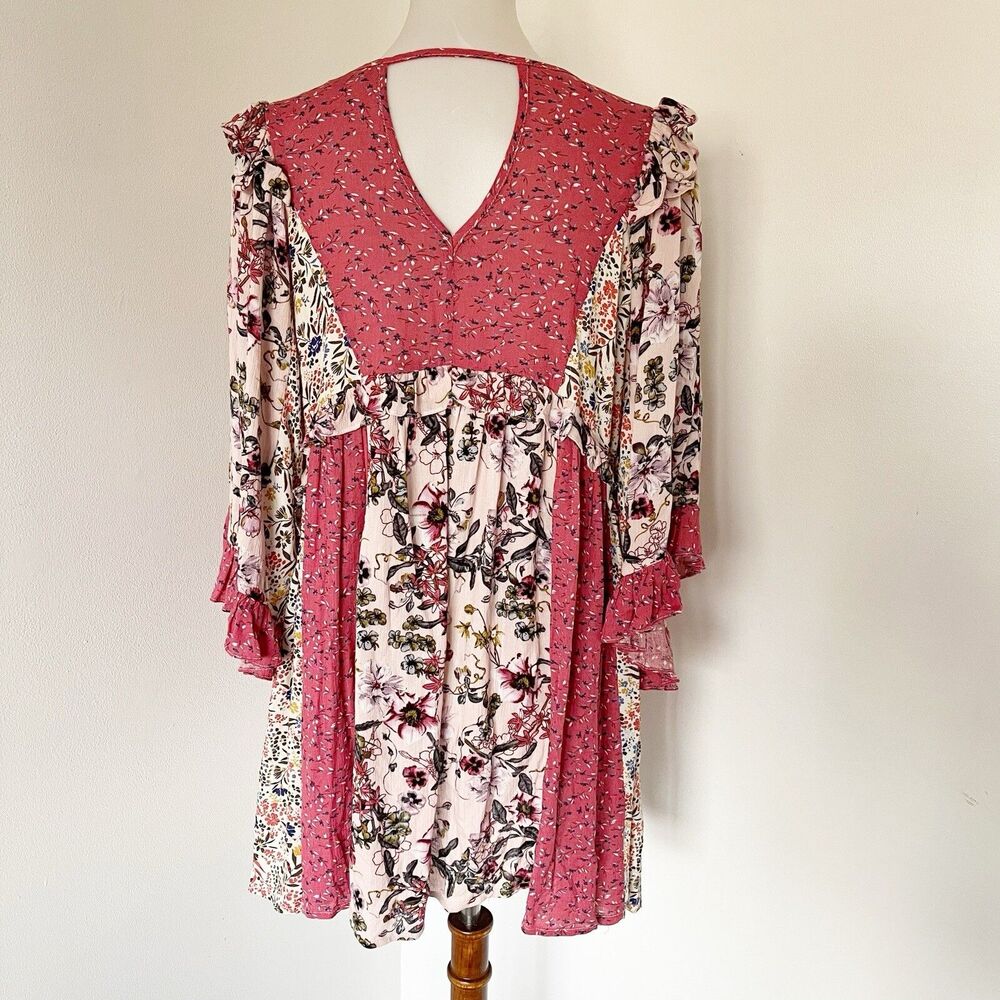 GiGio Oversized Tunic Blouse Top Shirt Dress Size Medium Floral Cottagecore Boho - Picture 16 of 16